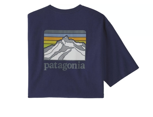 Patagonia Men&#039;s Line Logo Ridge Pocket Responsibili-Tee short Sleeve T-Shirt - 스몰 바로출고