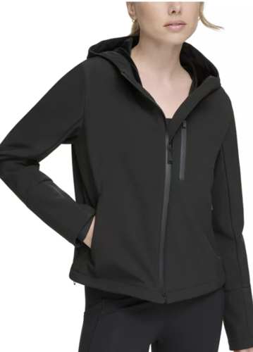 DKNY SPORT Women&#039;s Soft Shell Velour Lined Hooded Jacket