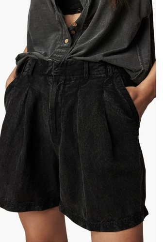 Free People Calla Pleated Linen Blend Trouser Shorts