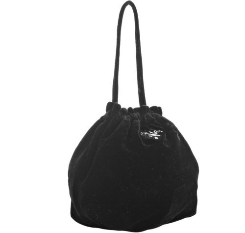 (국내배송)USED PRADA black velvet logo mini satchel -$395 