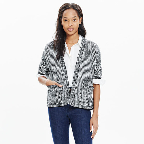 Madewell Two-Tone Cocoon Cardigan Sweater