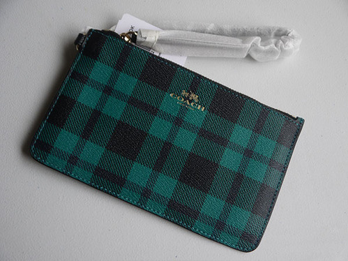 Coach F54461 SMALL WRISTLET IN RILEY PLAID COATED CANVAS