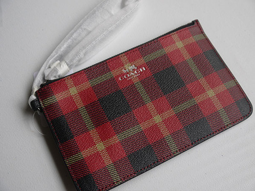 Coach F54461 SMALL WRISTLET IN RILEY PLAID COATED CANVAS 