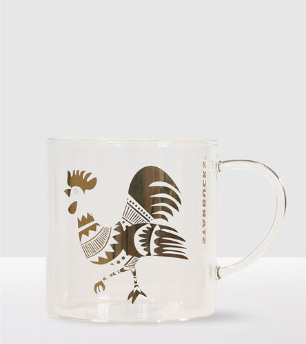 Starbucks Lunar New Year Gold Rooster Glass Mug - 한정상품 