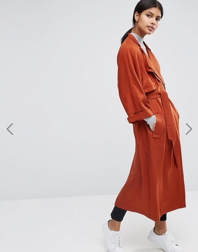ASOS Trench with Roll Back Sleeve and Double Collar Detail